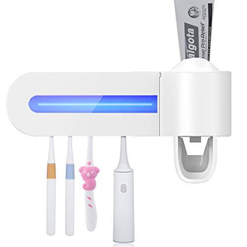Suport pentru periute de dinti 3 in 1 suport 4 periute si dispenser pasta de dinti