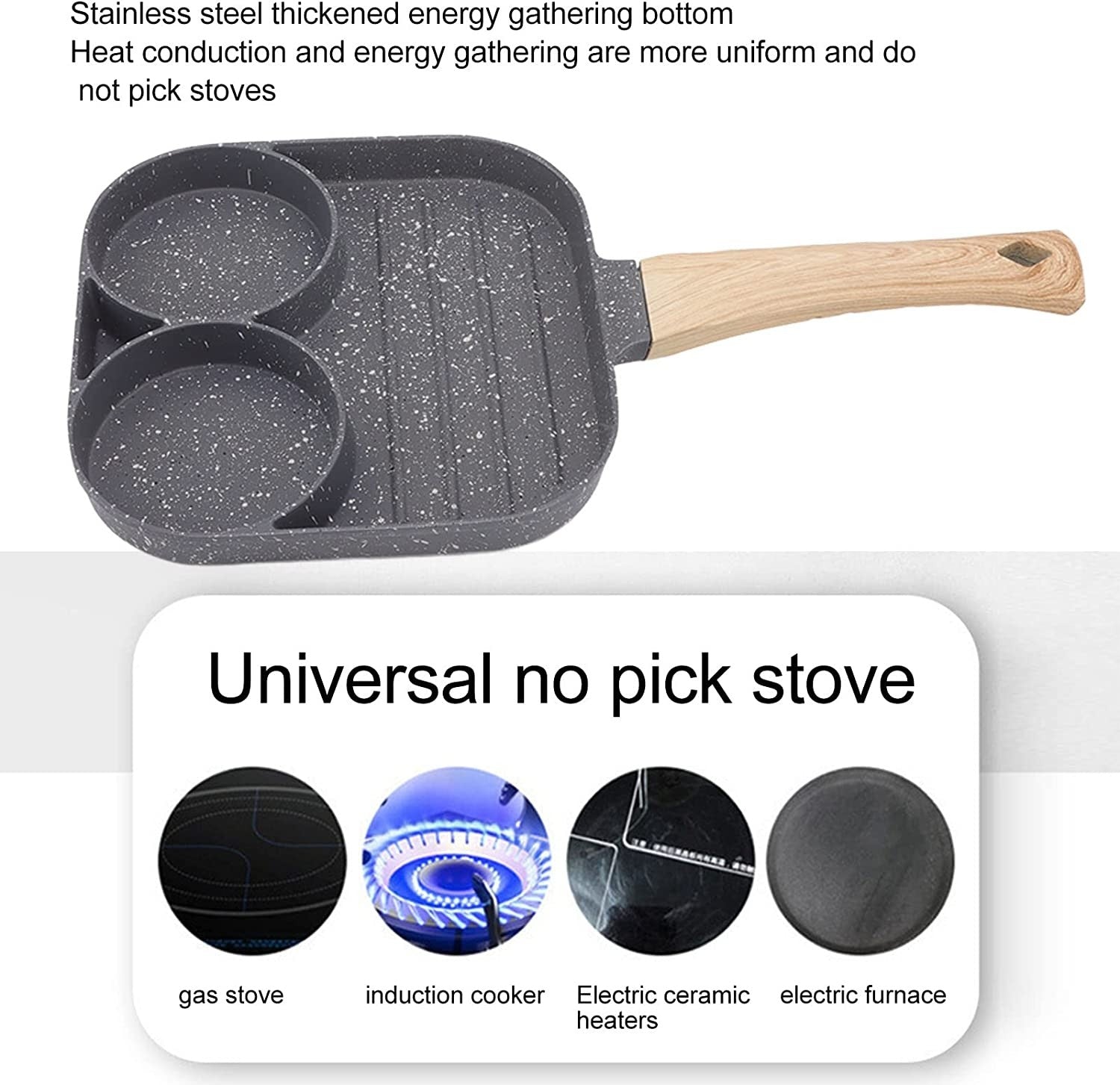 Tigaie antiaderenta cu 2 compartimente si zona de grill, material aliaj de aluminiu