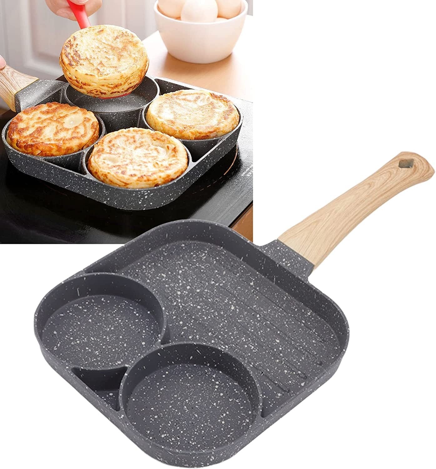 Tigaie antiaderenta cu 2 compartimente si zona de grill, material aliaj de aluminiu