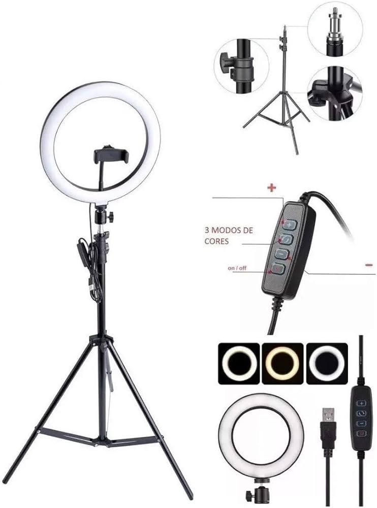 Lampa circulara LED Ring Light, lumina calda/rece/neutra, telecomanda, 30cm