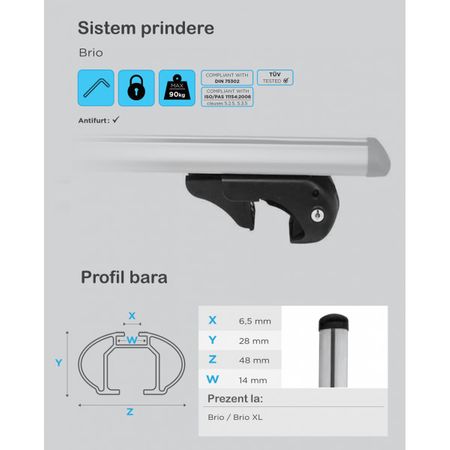 Bare transversale Menabo Brio pentru Skoda Octavia II Wagon 2004-2012 7