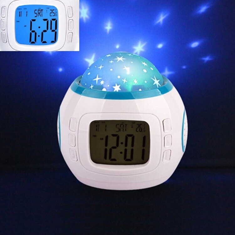Lampa veghe ceas digital luminos cu stelute calendar alarma LED cu 11 melodii TRUST 2