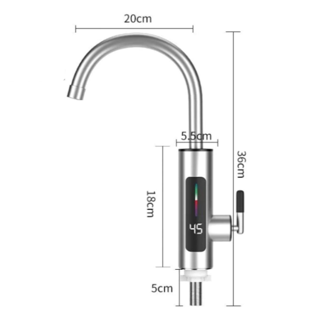 Robinet electric cu display instant din inox si rotire 360 grade, 3000W