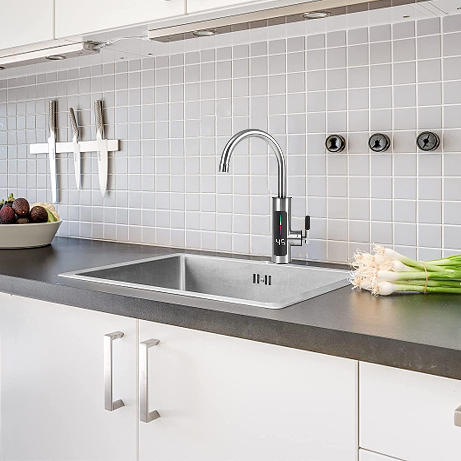 Robinet electric cu display instant din inox si rotire 360 grade, 3000W