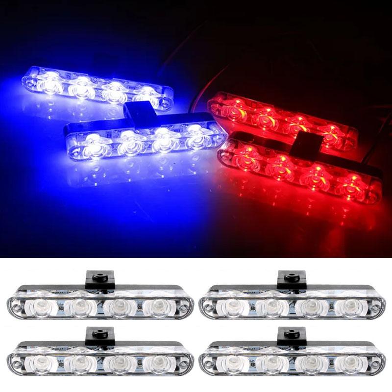Lumini avertizare LED pentru grila, functii stroboscop, 36W, 12V, Rosu/albastru