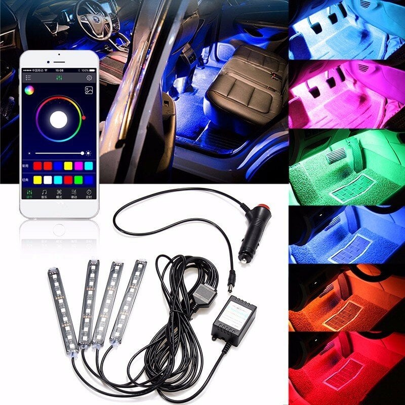 Kit Lumina Ambientala LED 4 benzi cu aplicatie telefon si Senzor muzica