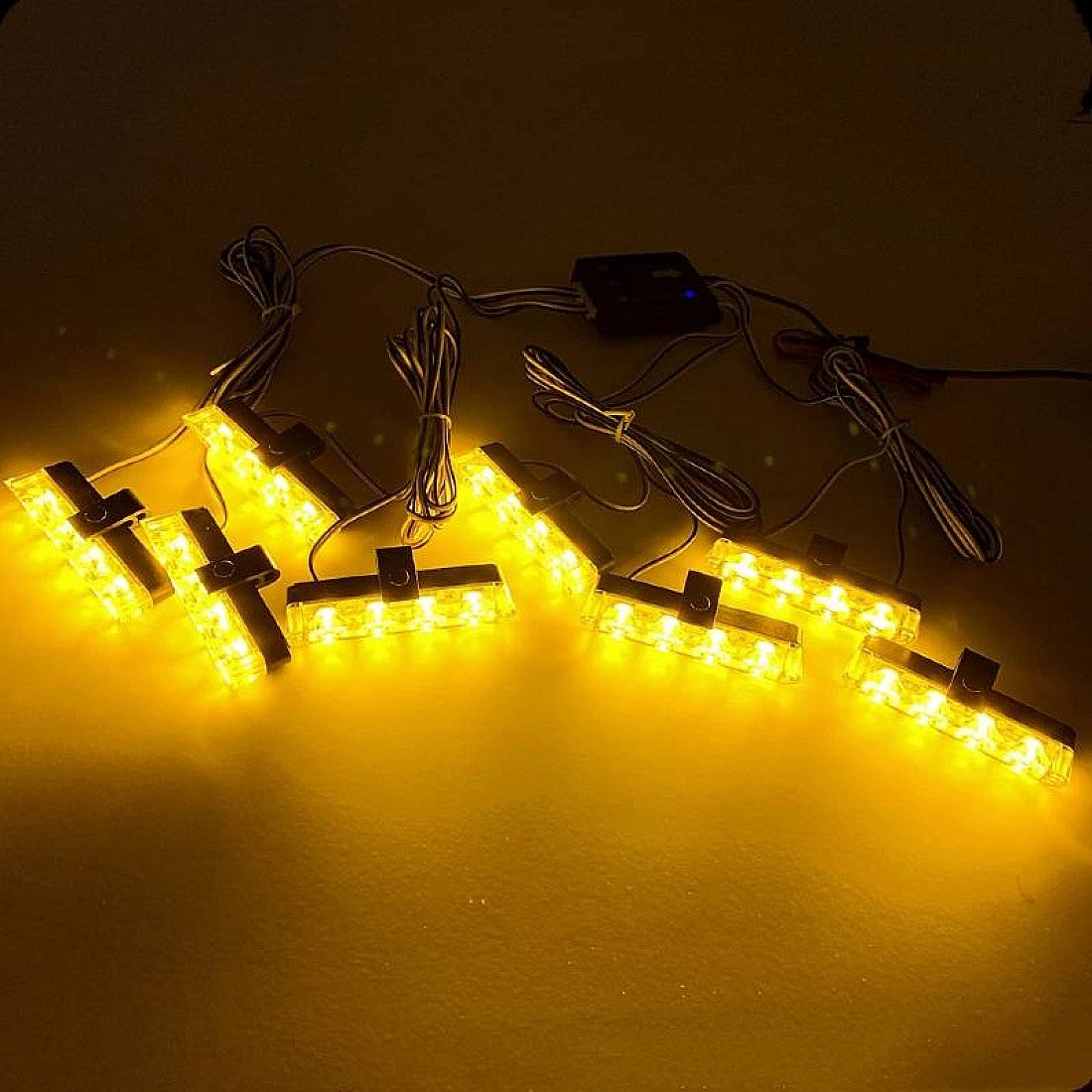 Lumini avertizare LED Galben pentru grila, functii stroboscop, 36W, 12V, Galben